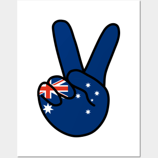 Australia Flag V Sign Posters and Art